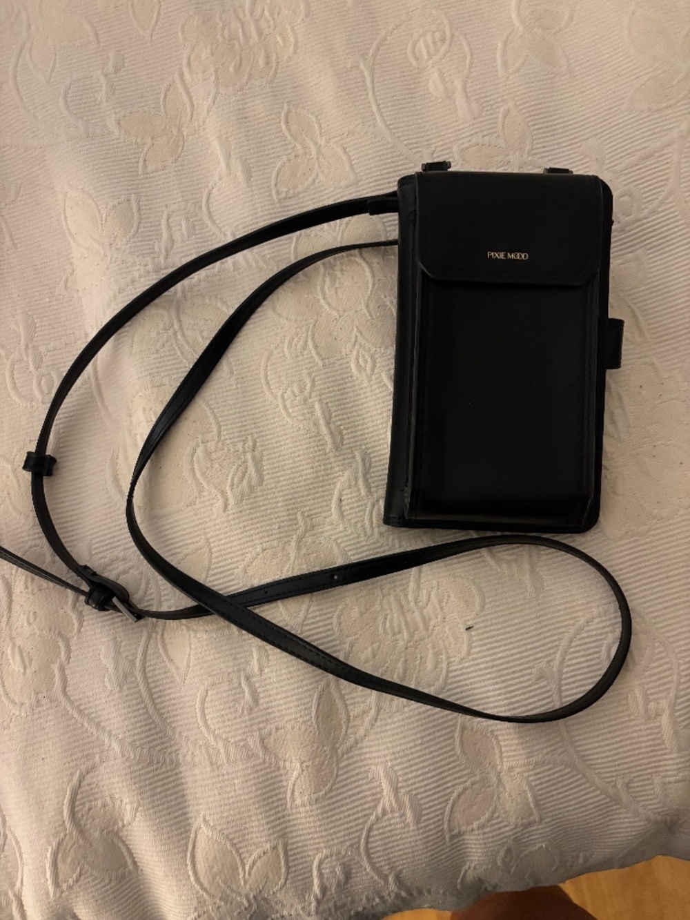 Pixie Mood Rae Vegan Leather Phone Crossbody Wallet — Sleek Black